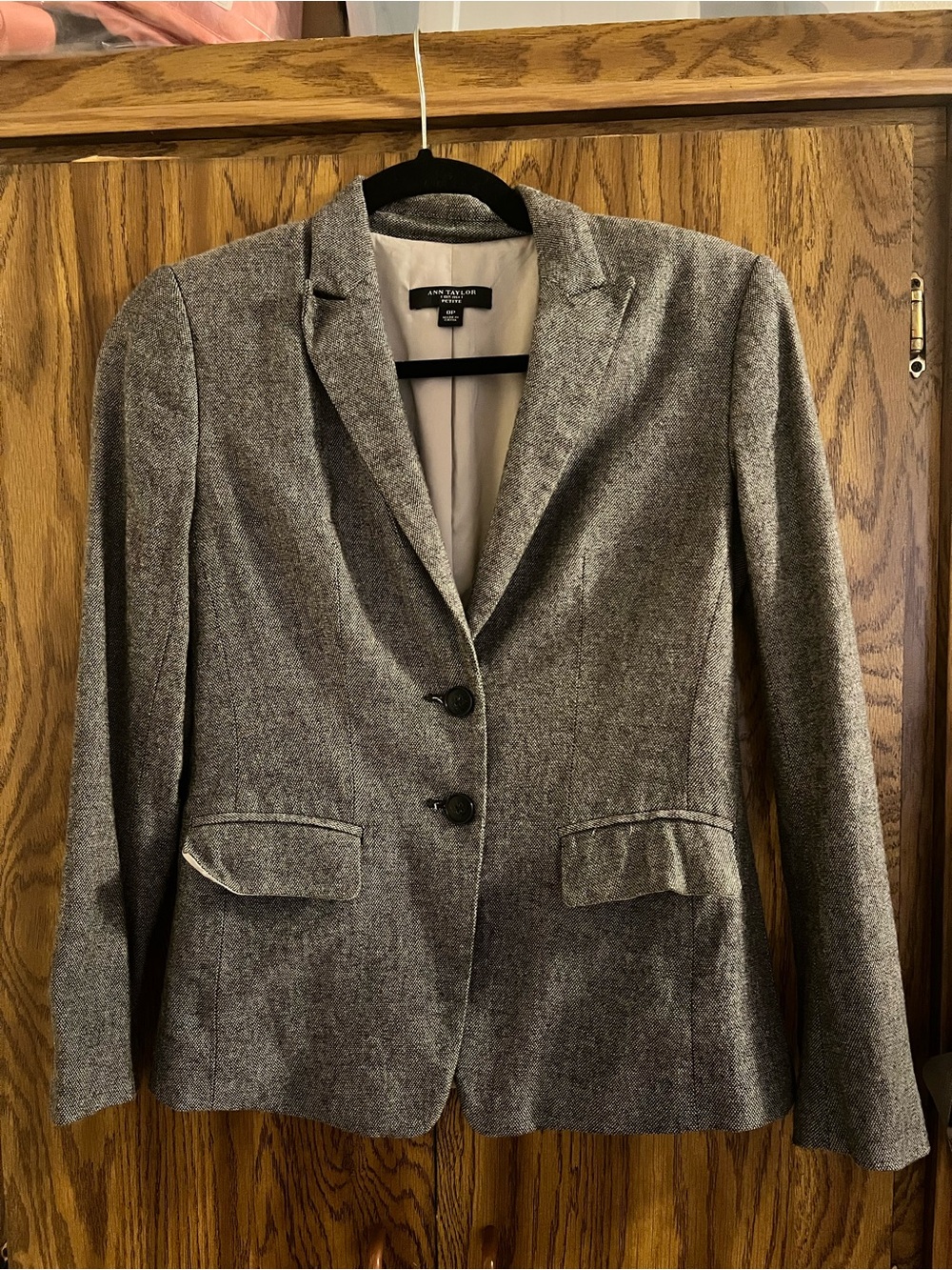 Ann Taylor Heather Gray Tweed Blazer Jacket